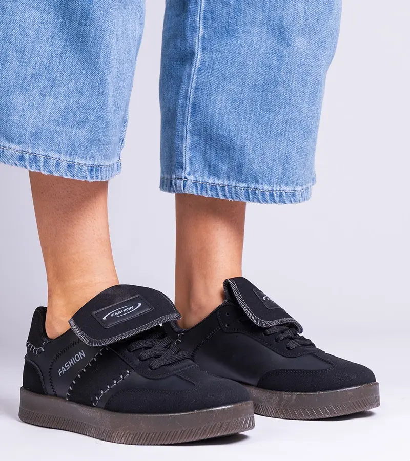 Gemre Čierne tenisky na platforme s prešívaním Puente