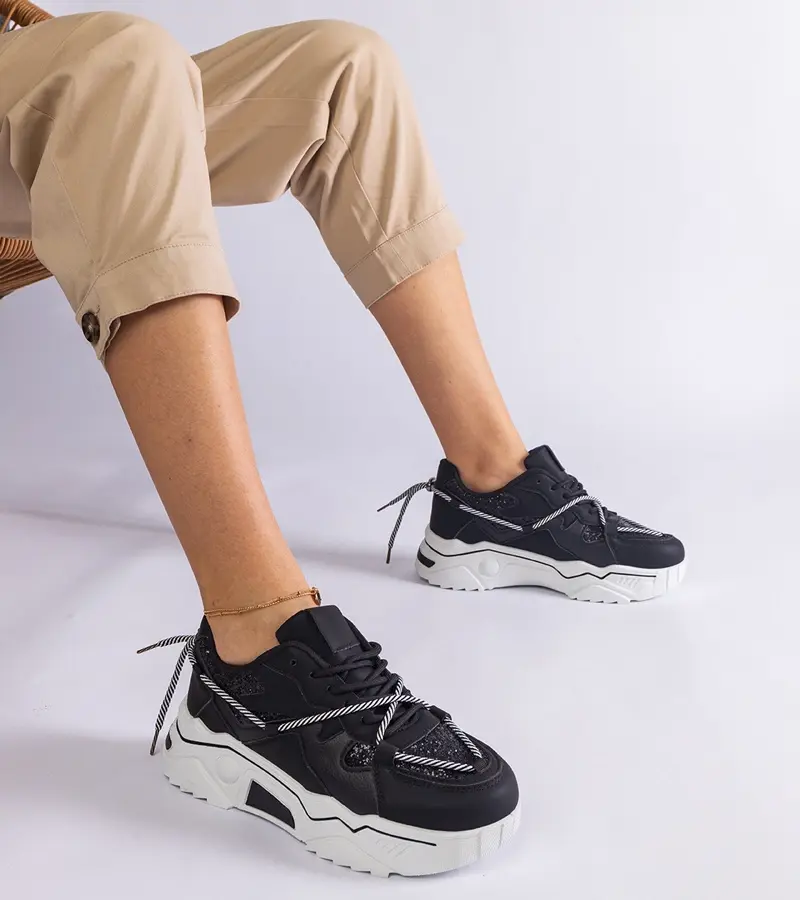 Gemre Čierne dámske tenisky s brokátom Agar