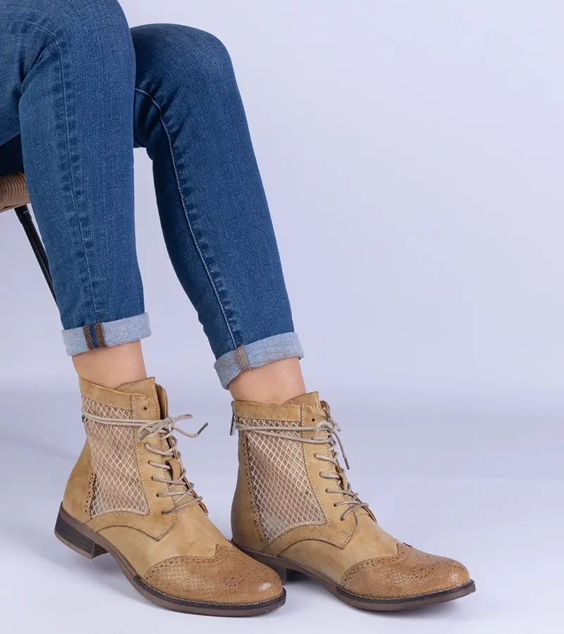 Gemre Žlté ažúrové ploché členkové topánky Reeves