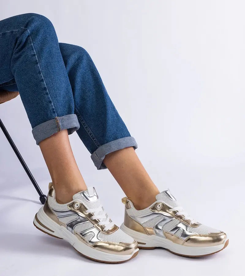 Gemre Športové tenisky z textilu so zlatými vložkami Elayne