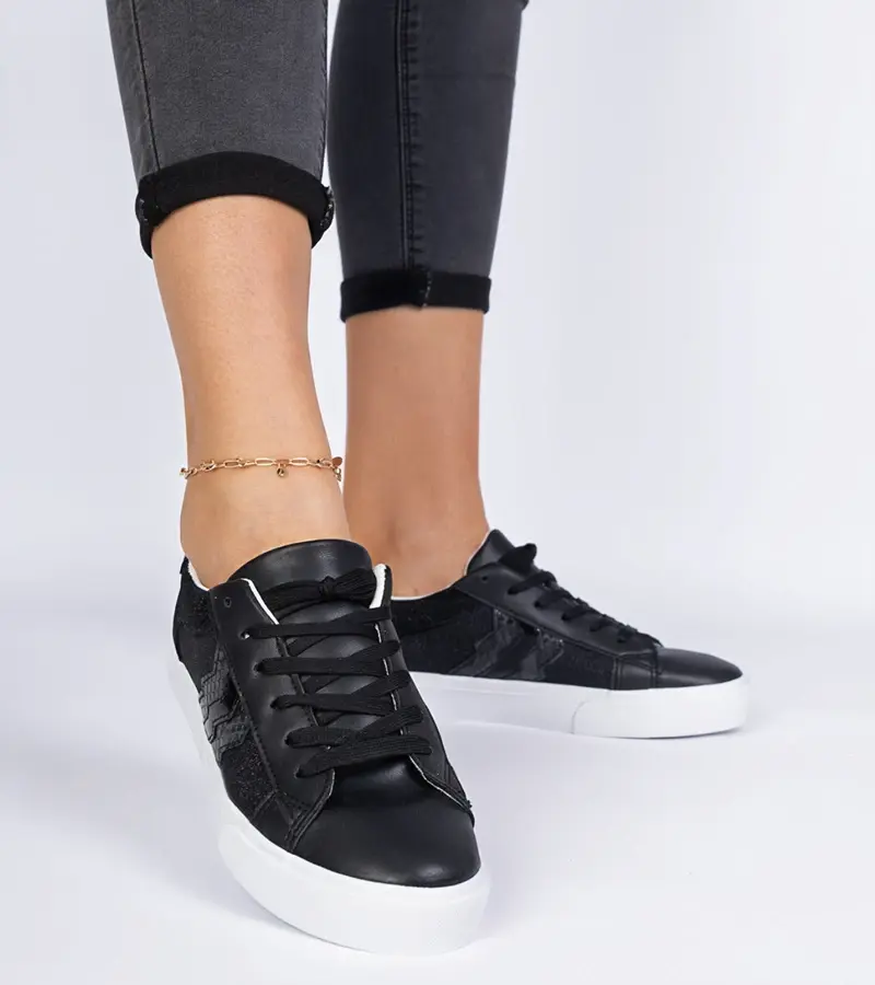 Gemre Čierne tenisky so zvieracím motívom zdobené glitrami Walorin