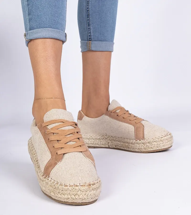 Gemre Hnedé dámske šnurovacie espadrilky Malsi