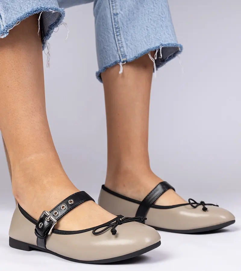 Gemre Tmavobéžové dámske balerínky s mašličkou Mansy