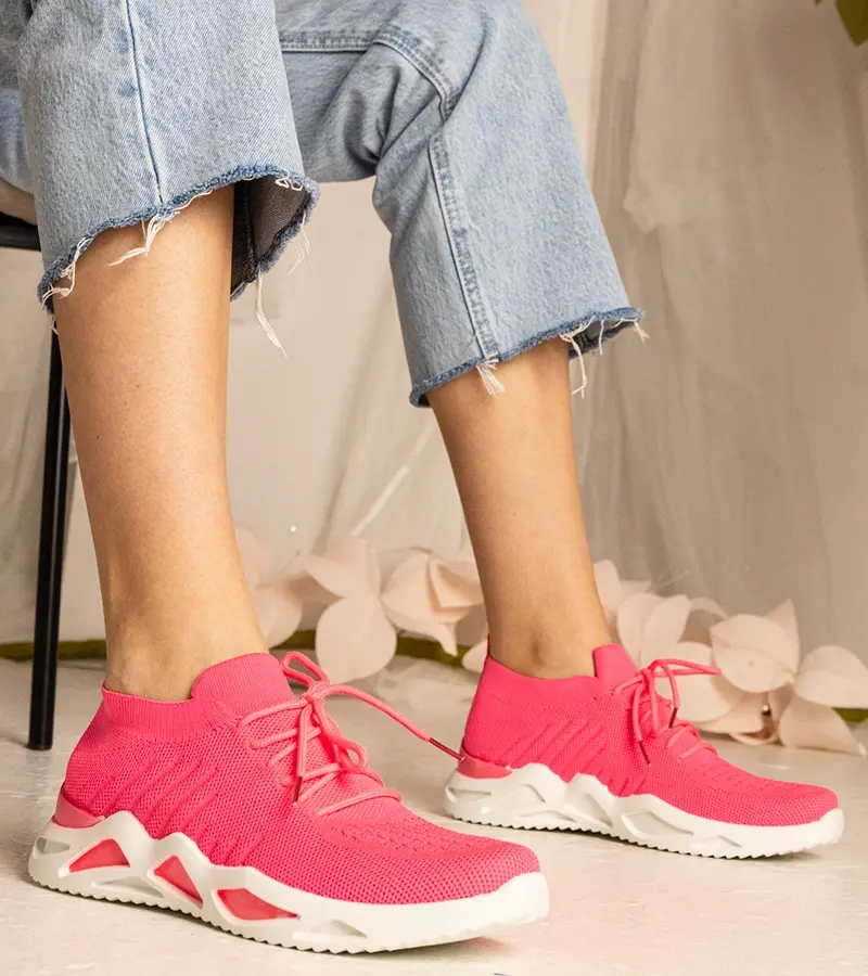 Gemre Ružové dámske tenisky s ponožkovým zvrškom Miyana