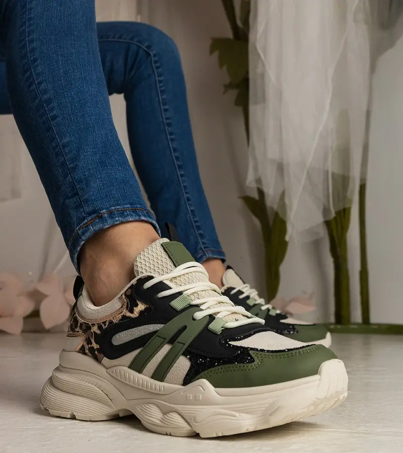 Gemre Zelené dámske športové tenisky s trblietkami Maleda