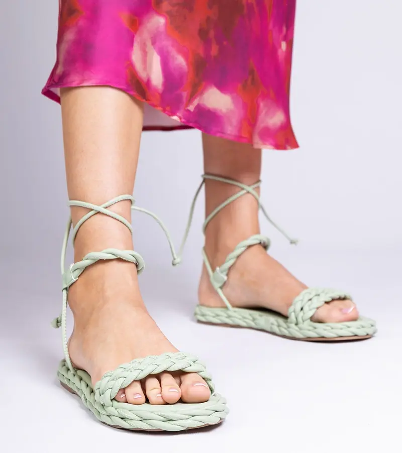 Gemre Zelené dámske pletené sandále Tarina