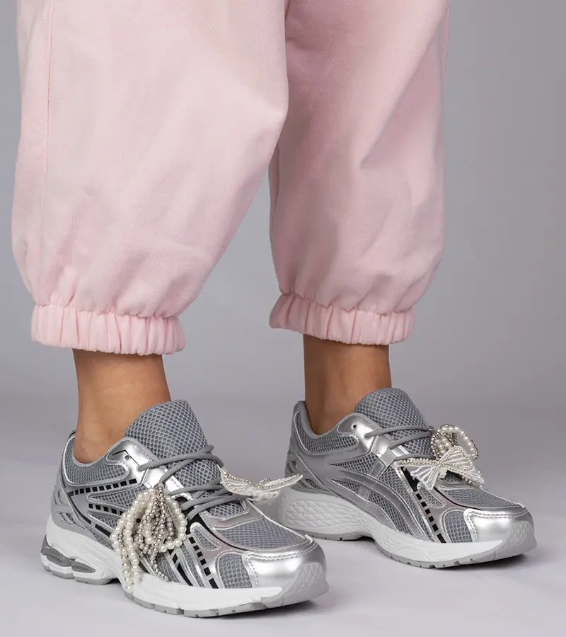 Gemre Strieborné tenisky s odnímateľnými ozdobami Lekrus