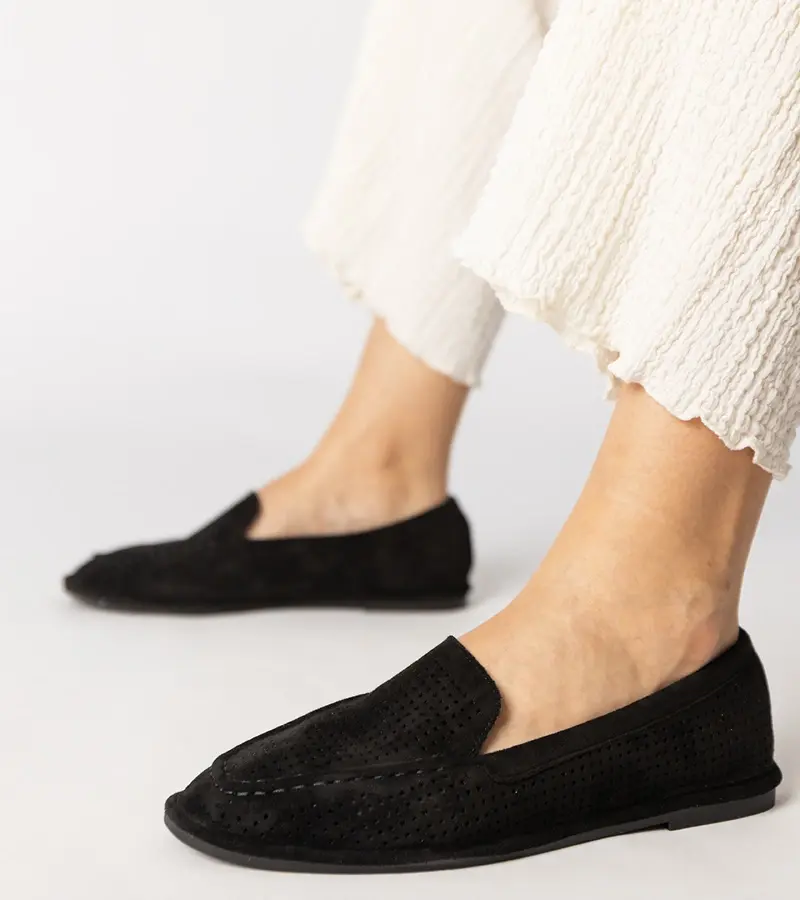Gemre Čierne perforované mokasíny z ekosemišu Stanila
