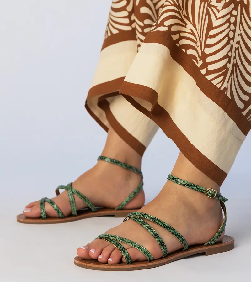 Gemre Zelené sandále na plochej podrážke Kates