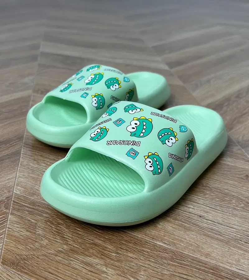 Gemre Zelené detské šľapky s potlačou Dinos