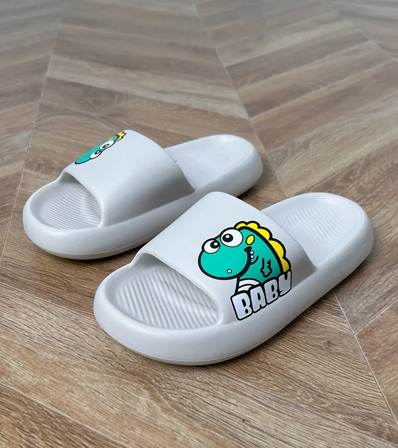 Gemre Sivé detské šľapky s potlačou Milos