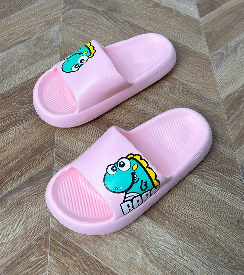 Gemre Ružové detské šľapky s potlačou Milos