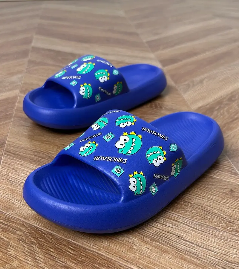 Gemre Modré detské šľapky s potlačou Dinos