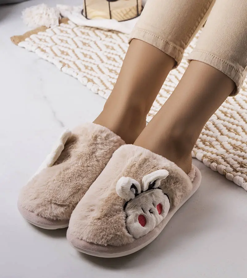 Gemre Béžové mäkké papuče Half Bunny