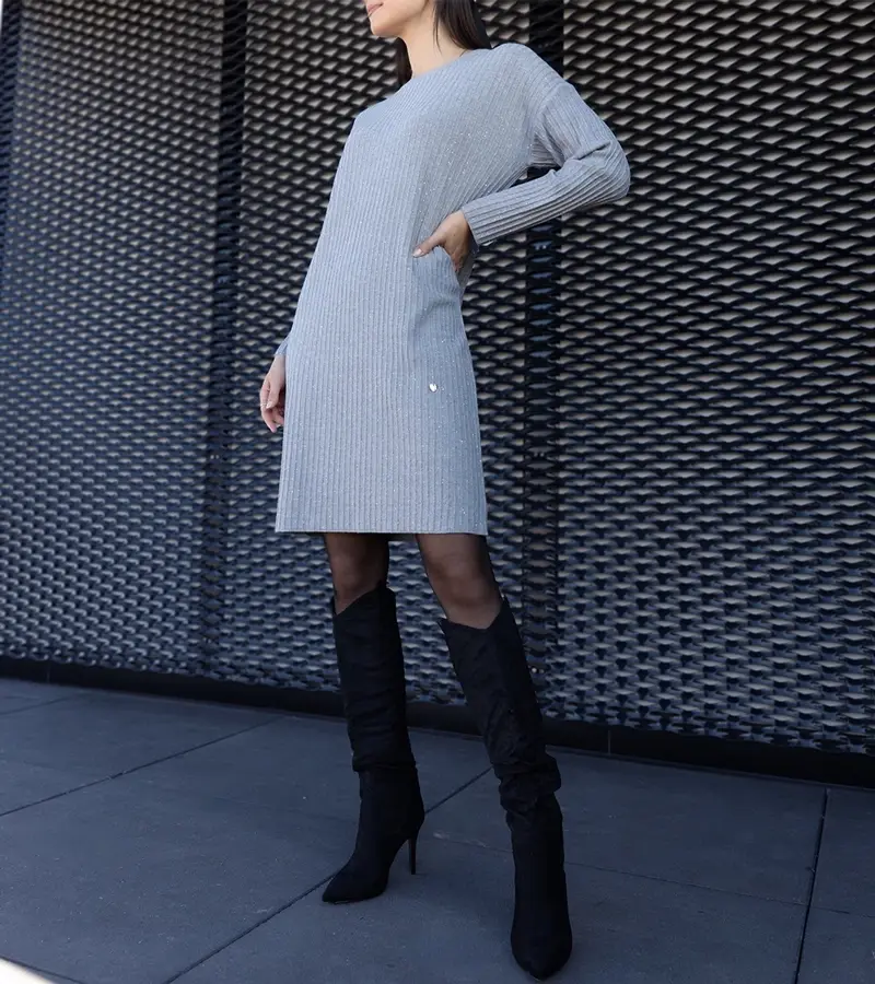 Gemre Šedé midi šaty s leskom Kadyra