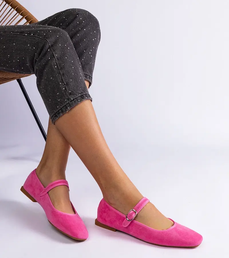 Gemre Tmavoružové balerínky so zapínaním na pracku a štvorcovou špičkou Pergasa