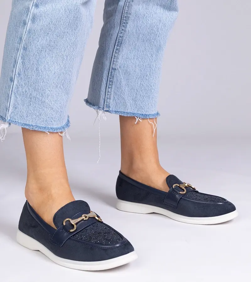 Gemre Tmavomodré mokasíny z ekosemišu s kamienkami Minilla