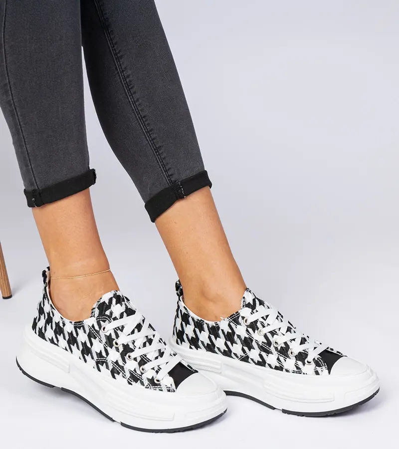 Gemre Čierno-biele dámske plátené tenisky Katerin