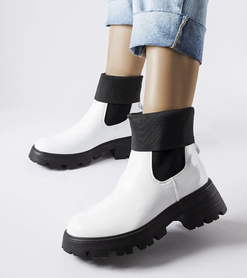 Gemre Biele slip-on bagger topánky Breolungi