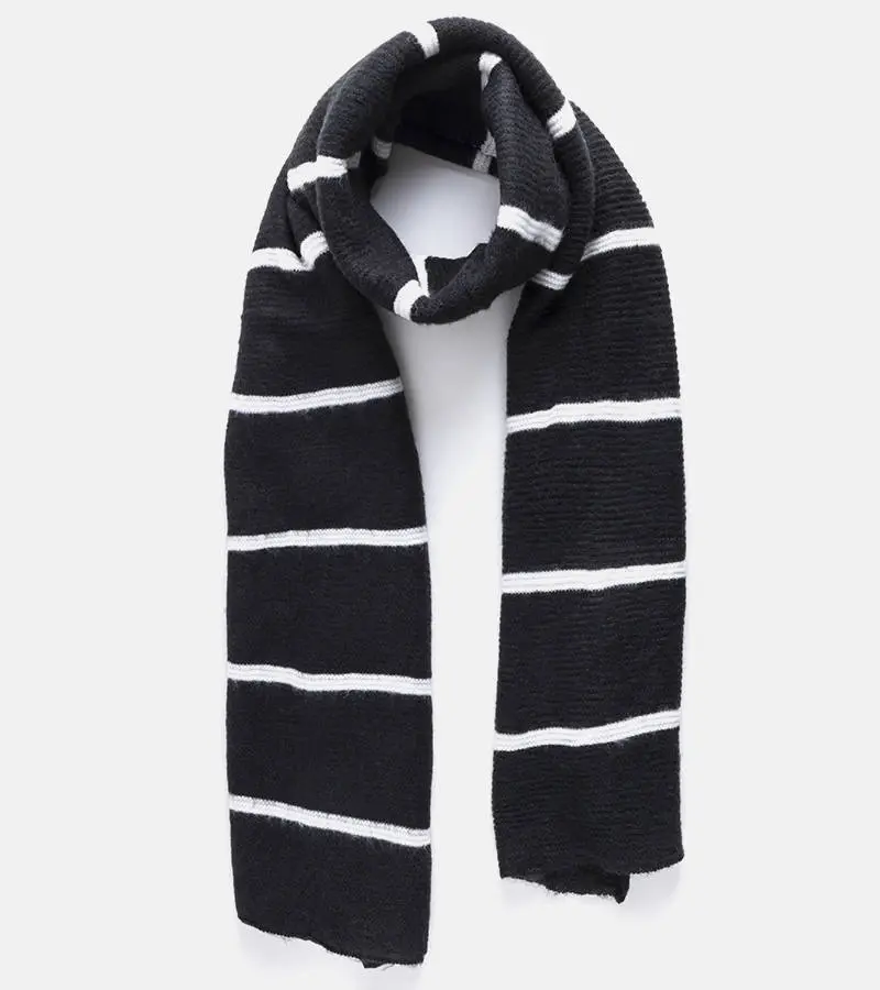 Gemre Čierny šál s bielymi pruhmi Kari