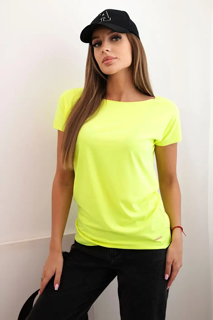 Kesi Dámska blúzka s krátkym rukávom basic žltý neon