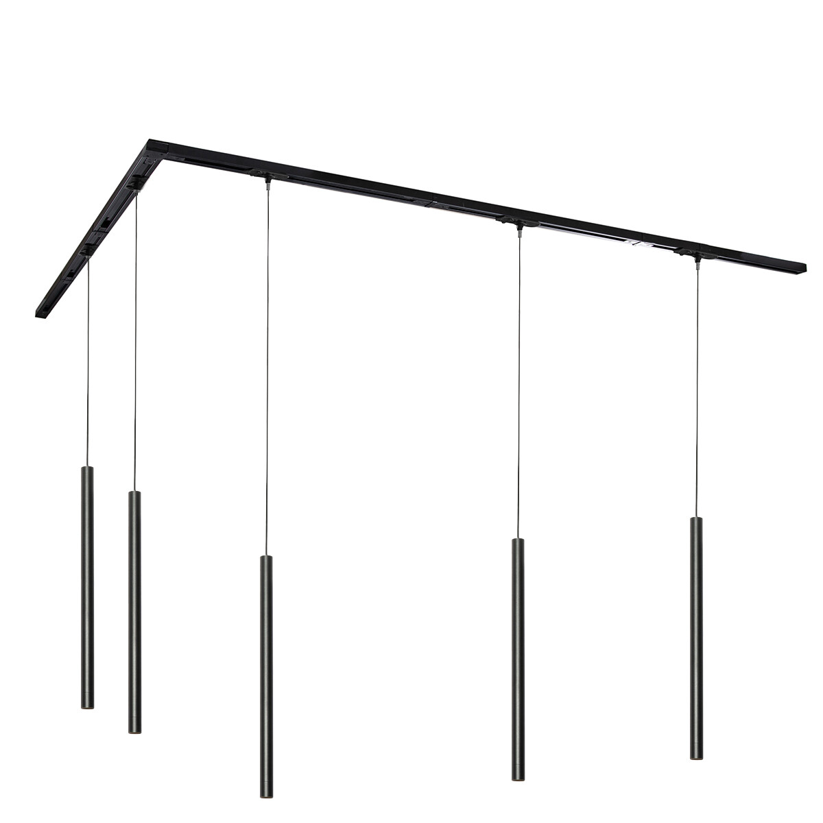 Moderný koľajnicový systém s 5 závesnými svietidlami čierny 1-fázový - Iconic Frini
