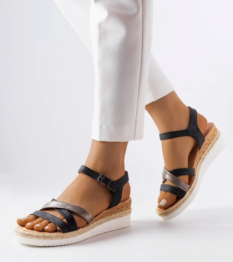 Gemre Čierne sandále na podpätku Ridenour