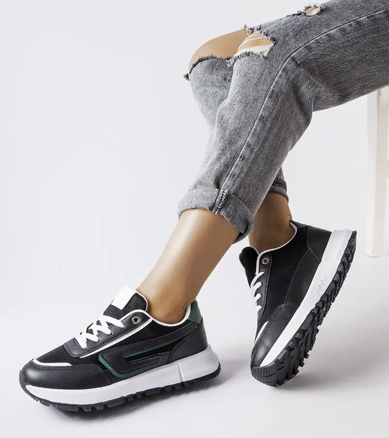 Gemre Čierne tenisky s zeleným akcentom Tod.