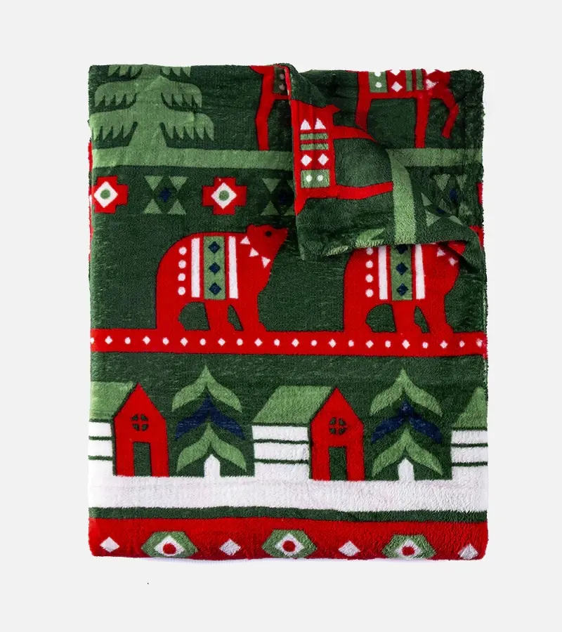 Gemre Zelená deka s vianočnými vzormi Mary