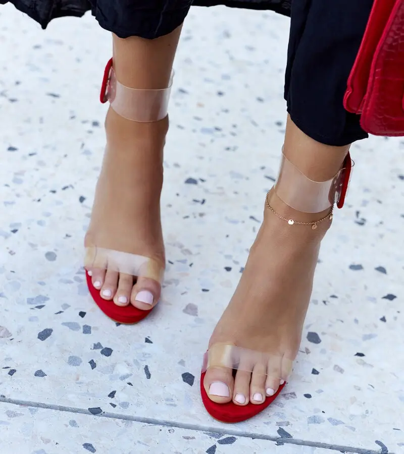 Gemre Sandále na podpätku s priehľadným zvrškom Janan