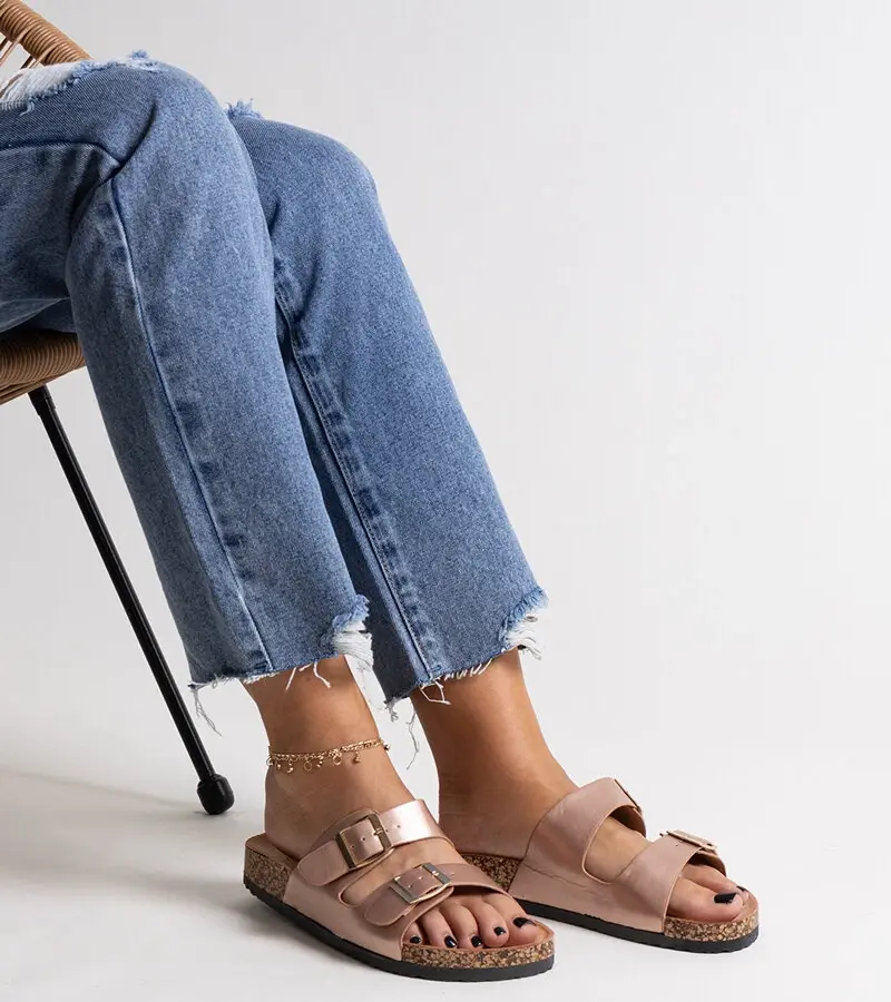 Gemre Ružové šľapky na korkovej podrážke Shamona