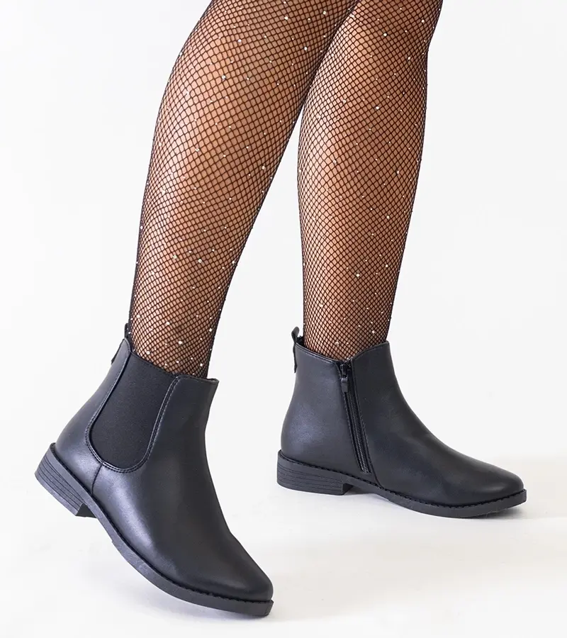 Gemre Čierne klasické botky s elastickou vsadkou eko-koža Maiza