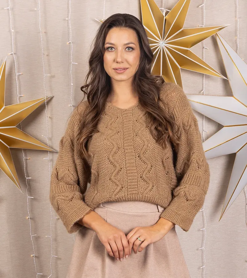 Gemre Mäkký hnedý sveter s dlhým rukávom Rianne