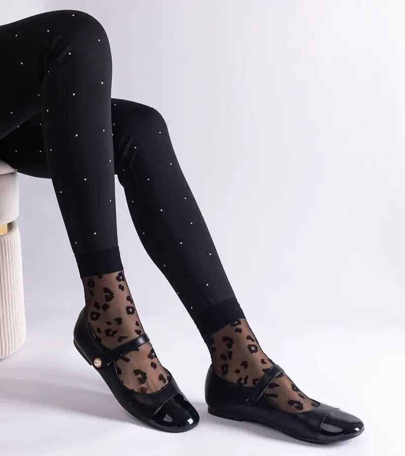 Gemre Čierne balerínky s lakovanou špičkou na suchý zips Jaures