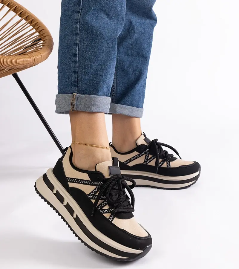 Gemre Čierno-béžové dámske tenisky Renetta