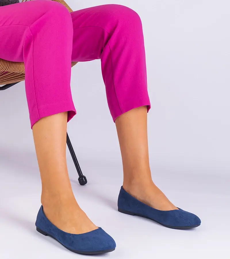 Gemre Tmavomodré dámske baleríny s mašľou semišové Ingera