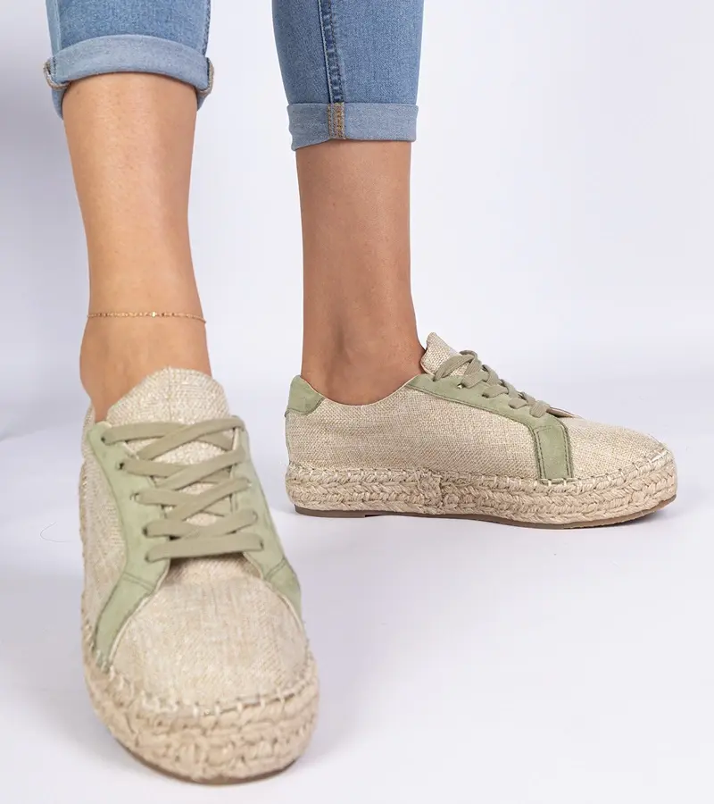Gemre Green women's lace-up espadrilles Malsi