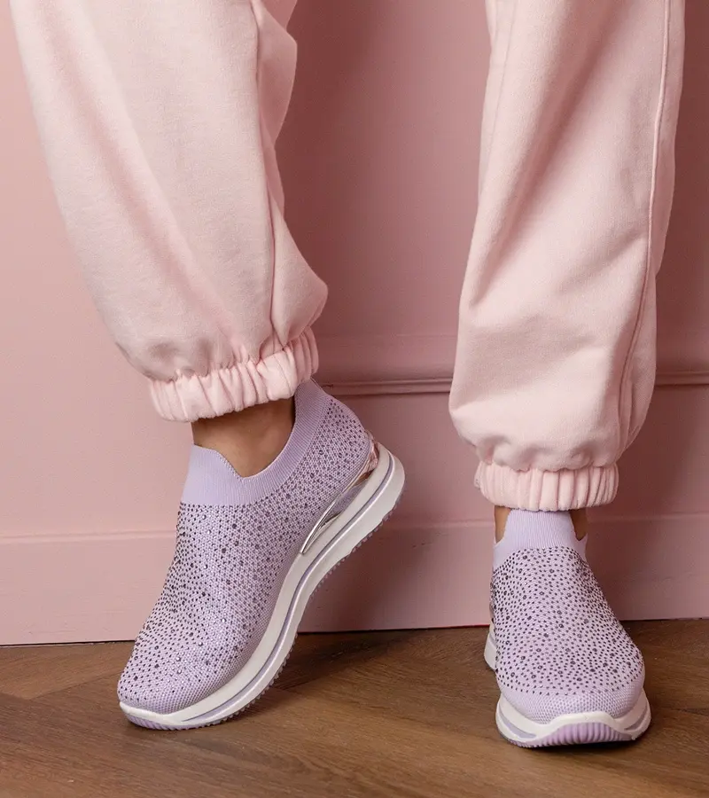Gemre Luizet purple women's platform sneakers with rhinestones