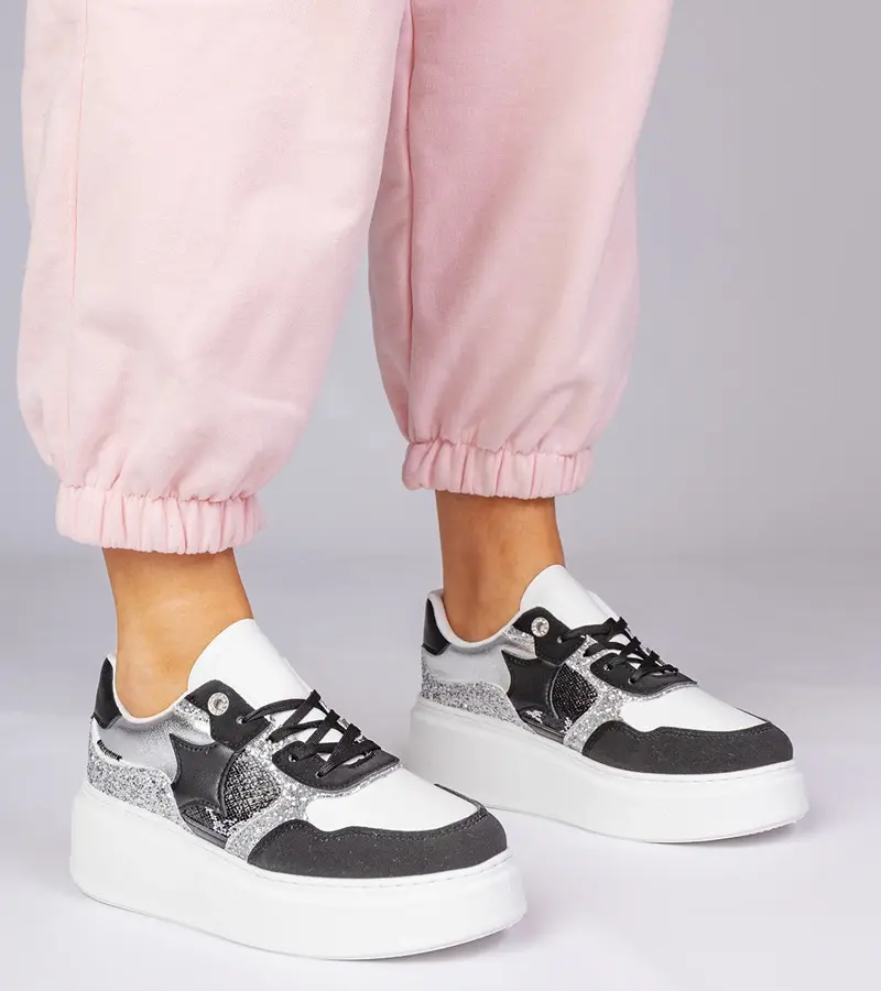 Gemre Čierne tenisky s trblietkami a zvieracou potlačou Bertula