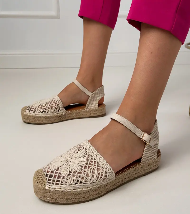 Gemre Béžové sandále espadrilky ažúrové Santos