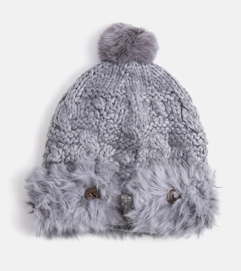 Gemre Šedá čiapka s kožušinou Danna