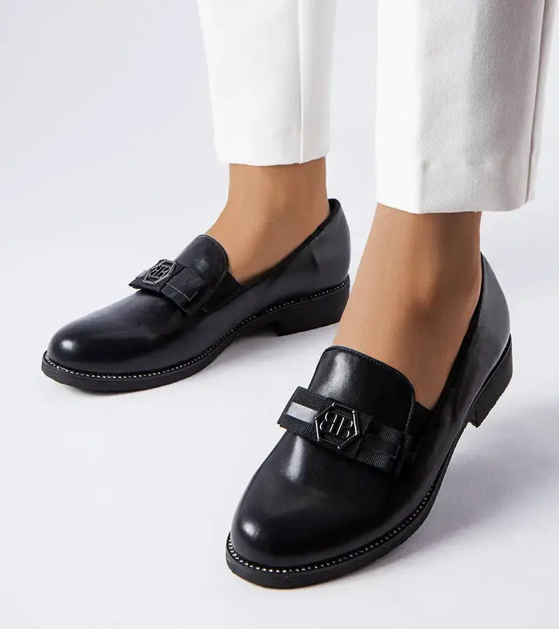 Gemre Čierne zdobené mokasíny Tanguy