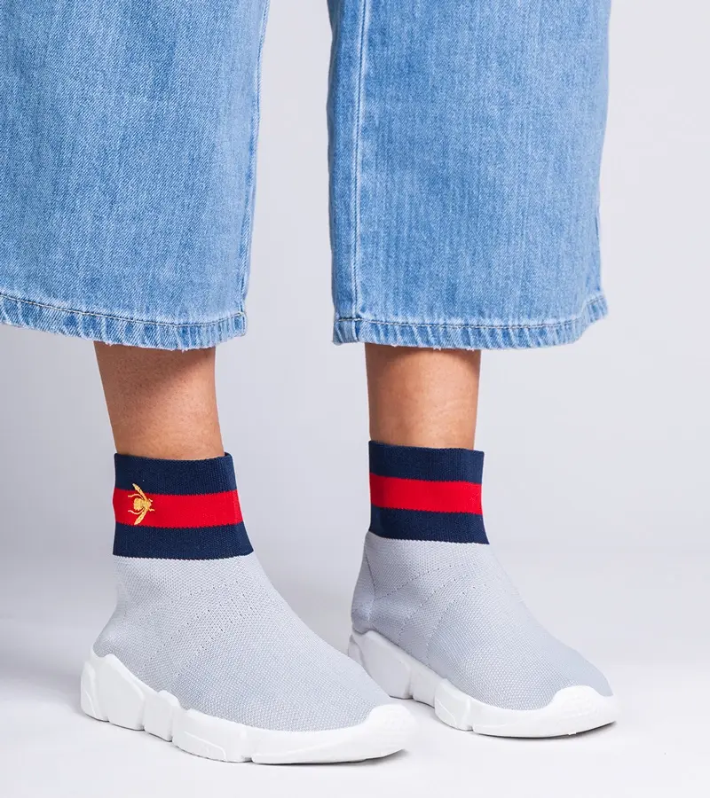 Gemre Sivé športové tenisky s ponožkovým zvrškom Pikola