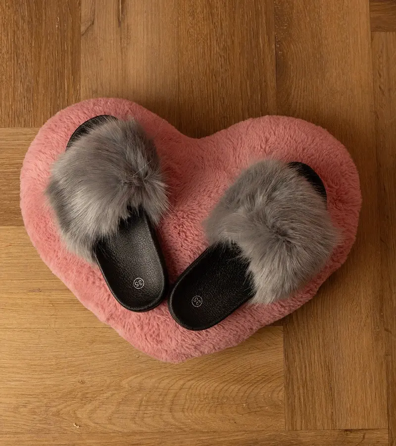 Gemre Šedé detské šľapky s kožušinkou Malinka