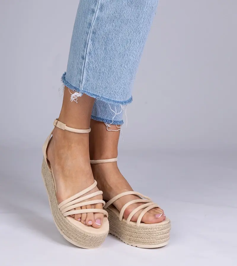 Gemre Béžové sandále espadrilky na platforme Panola