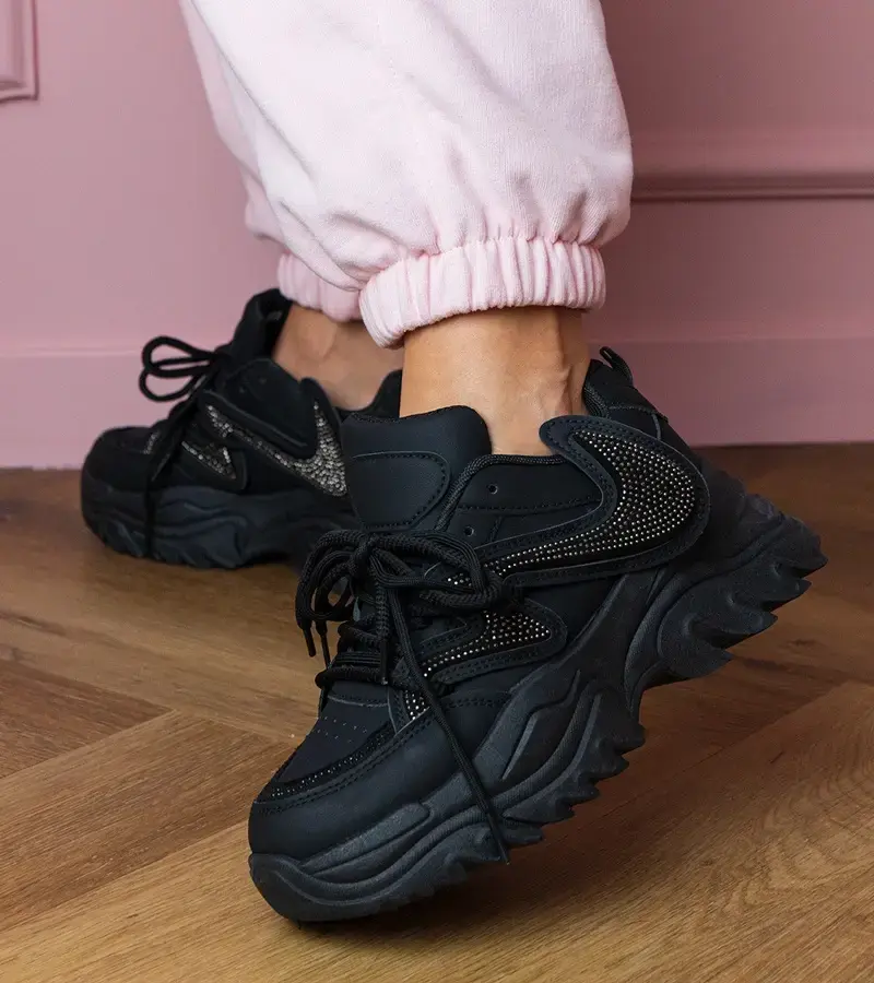 Gemre Black sneakers with chunky sole and rhinestones Albis