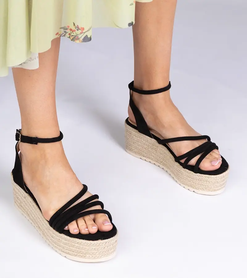 Gemre Black platform espadrille sandals Panola