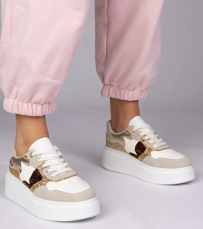 Gemre Panterkové tenisky s brokátom a zvieracou potlačou Bertula