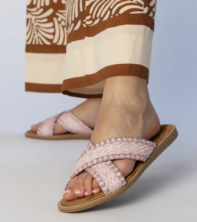 Gemre Ružové pletené dámske šľapky Ellinara