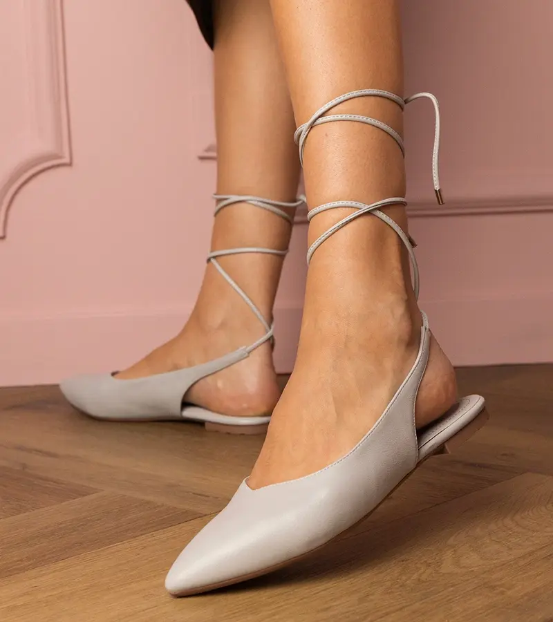 Gemre Sivé baleríny na plochej podrážke z ekokože Terry